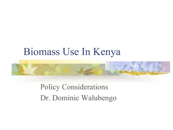 Biomass Use In Kenya