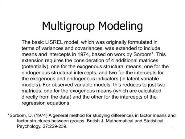 Multigroup Modeling