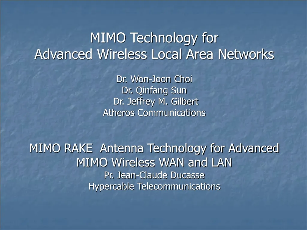 mimo technology for advanced wireless local area