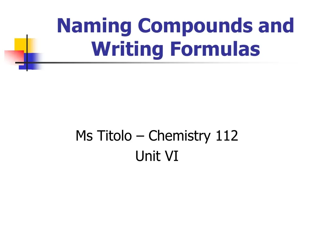 naming compounds and writing formulas