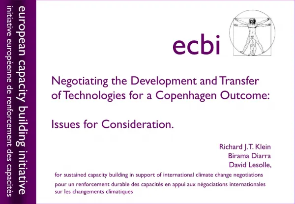 Negotiating the Development and Transfer of Technologies for a Copenhagen Outcome: