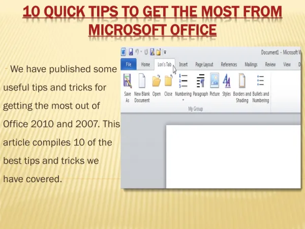 10 Quick tips to get the most form microsoft office