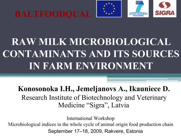 RAW MILK MICROBIOLOGICAL CONTAMINANTS AND ITS SOURCES IN FARM ENVIRONMENT