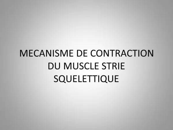 MECANISME DE CONTRACTION DU MUSCLE STRIE SQUELETTIQUE