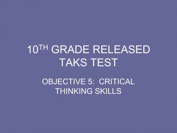 10TH GRADE RELEASED TAKS TEST