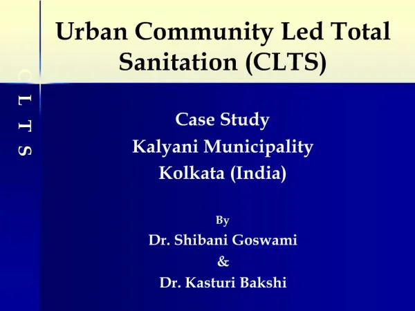 Urban Community Led Total Sanitation CLTS