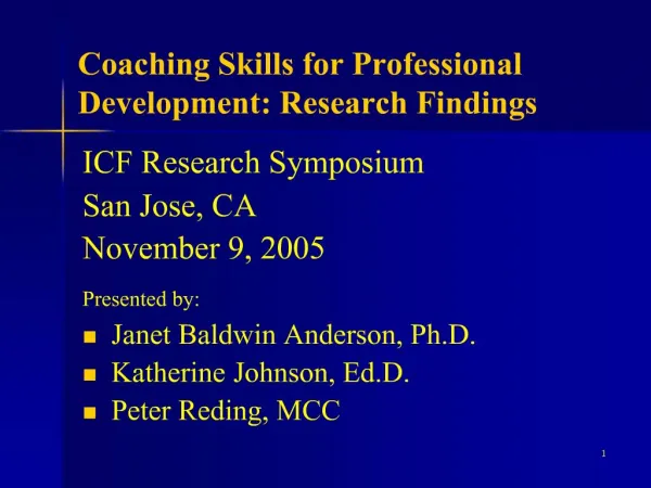Coaching Skills for Professional Development: Research Findings