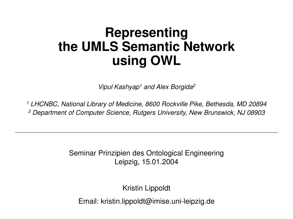 representing the umls semantic network using