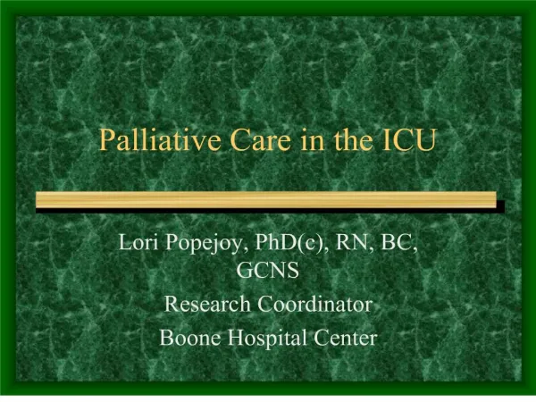 Palliative Care in the ICU