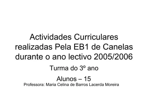 Actividades Curriculares realizadas Pela EB1 de Canelas durante o ano lectivo 2005
