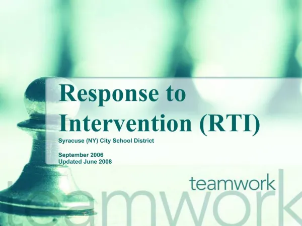 Response to Intervention RTI
