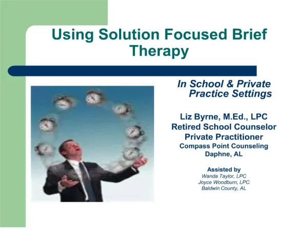 Using Solution Focused Brief Therapy