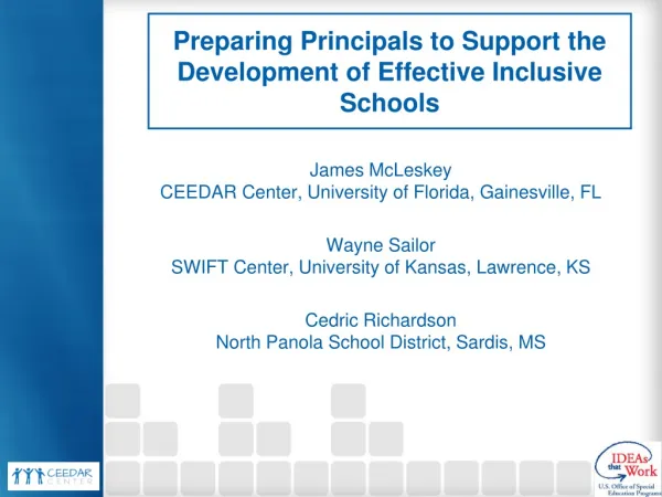 Preparing Principals to Support the Development of Effective Inclusive Schools