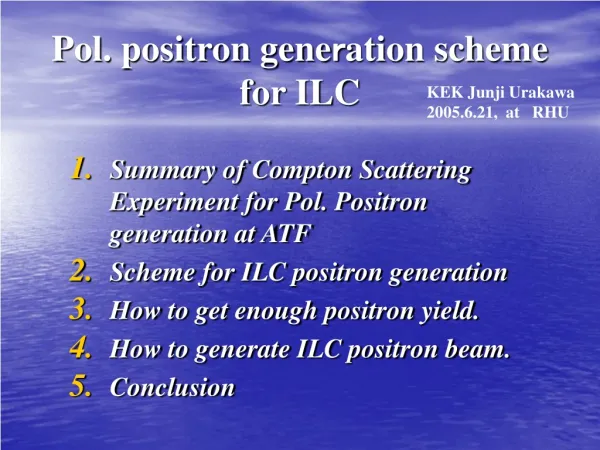Pol. positron gene ? ation scheme for ILC