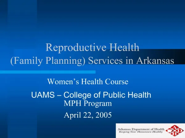 Reproductive Health Family Planning Services in Arkansas