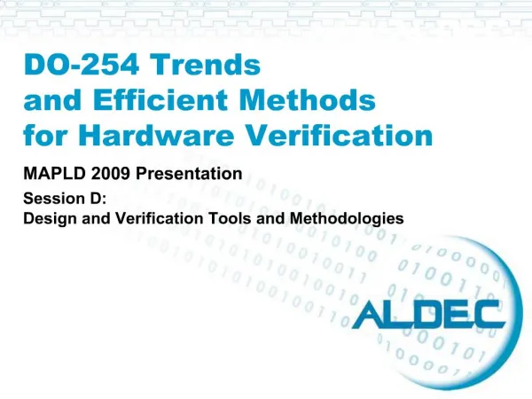 DO-254 Trends and Efficient Methods for Hardware Verification