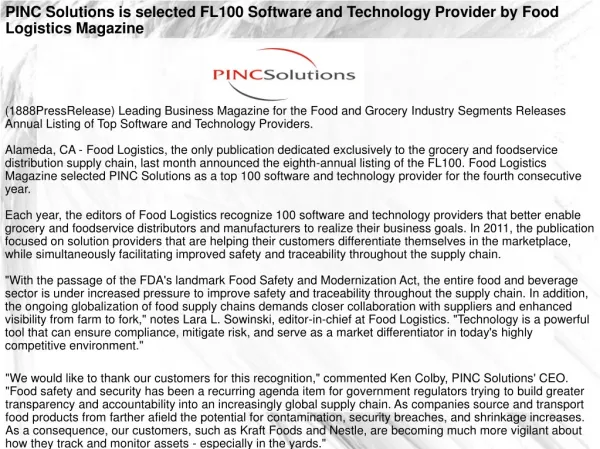 (1888PressRelease) Leading Business Magazine for the Food an