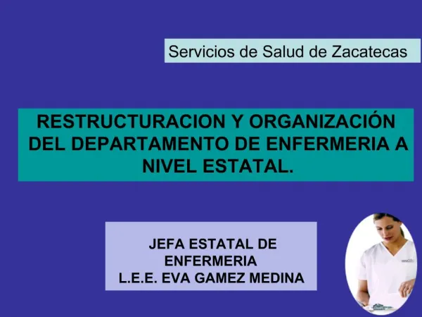 RESTRUCTURACION Y ORGANIZACI N DEL DEPARTAMENTO DE ENFERMERIA A NIVEL ESTATAL.