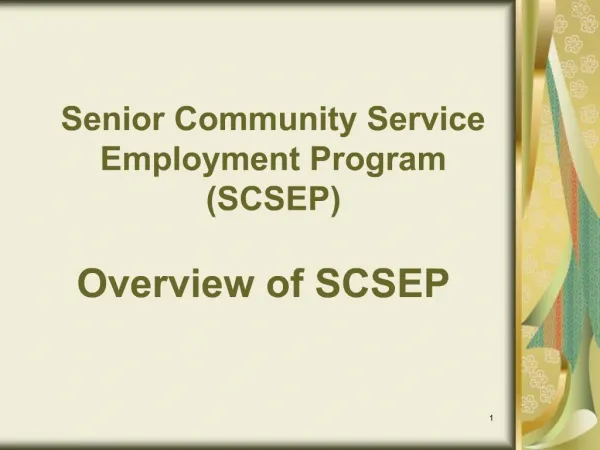 Senior Community Service Employment Program SCSEP