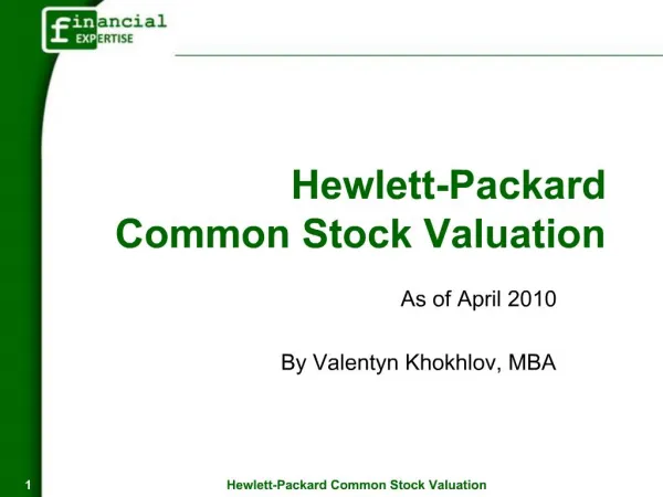 Hewlett-Packard Common Stock Valuation