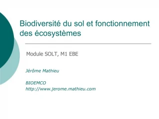 Biodiversit du sol et fonctionnement des cosyst mes - slide 1