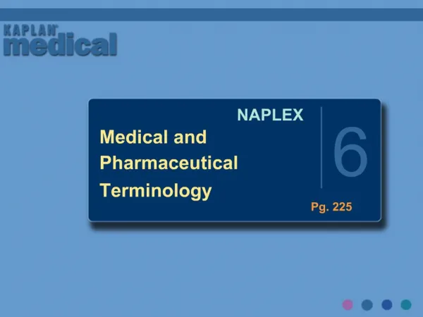 Medical and Pharmaceutical Terminology