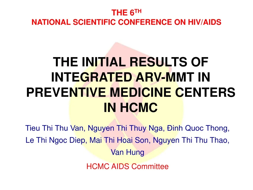 the initial results of integrated arv mmt in preventive medicine centers in hcmc