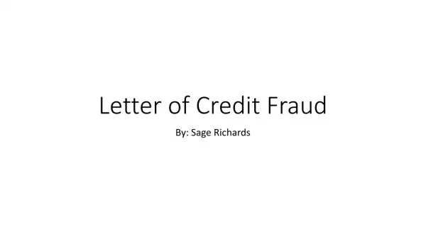 Letter of Credit Fraud