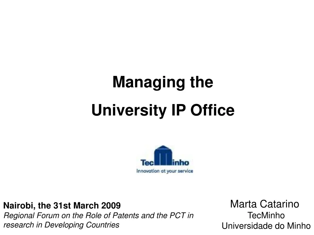 managing the university ip office