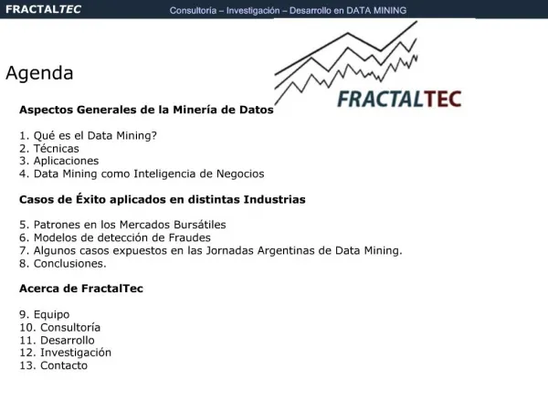 FRACTALTEC Consultor a Investigaci n Desarrollo en DATA MINING