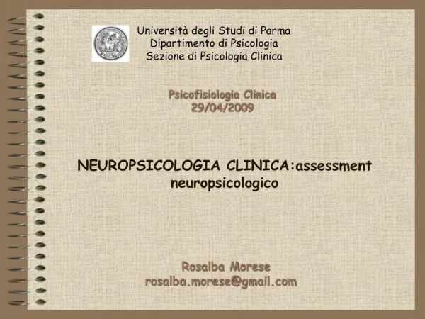 NEUROPSICOLOGIA CLINICA:assessment neuropsicologico
