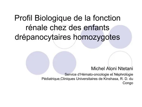 Profil Biologique de la fonction r nale chez des enfants dr panocytaires homozygotes