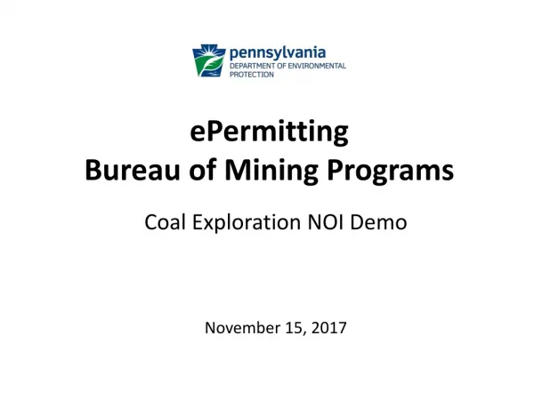 ePermitting Bureau of Mining Programs