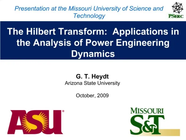 The Hilbert Transform: Applications in the Analysis of Power Engineering Dynamics