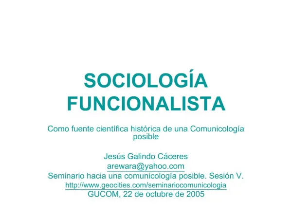 SOCIOLOGÍA FUNCIONALISTA