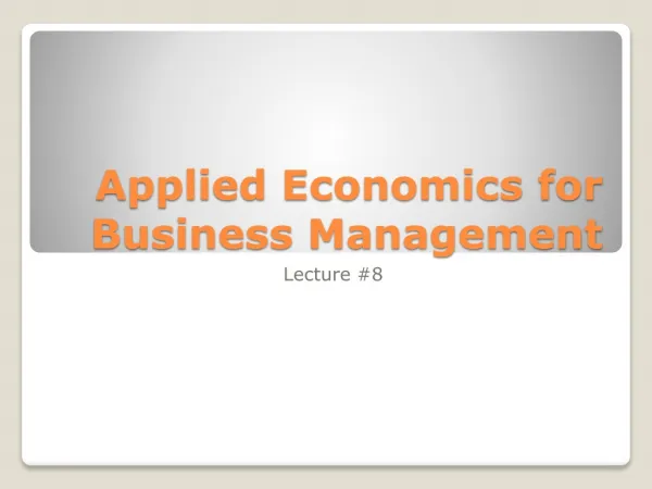 Applied Economics for Business Management