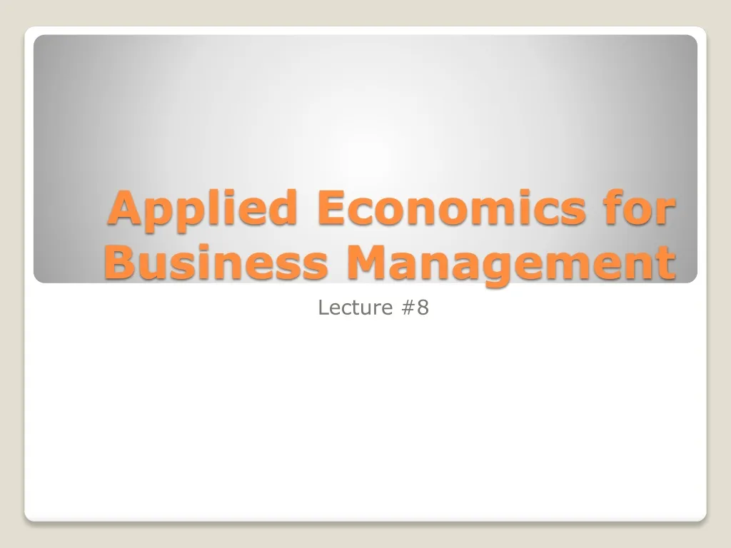 applied economics for business management