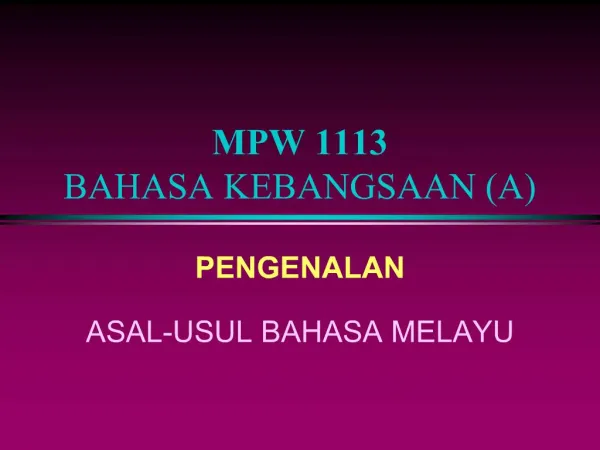 MPW 1113 BAHASA KEBANGSAAN A