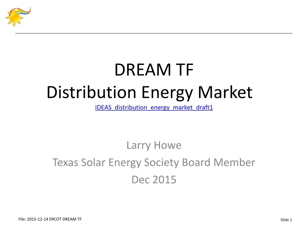 d ream tf distribution energy market ideas distribution energy market draft1