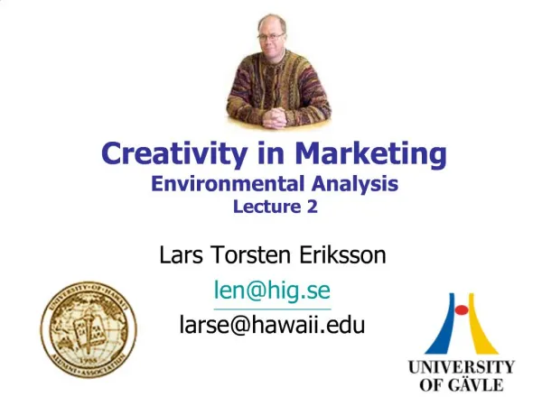 Creativity in Marketing Environmental Analysis Lecture 2
