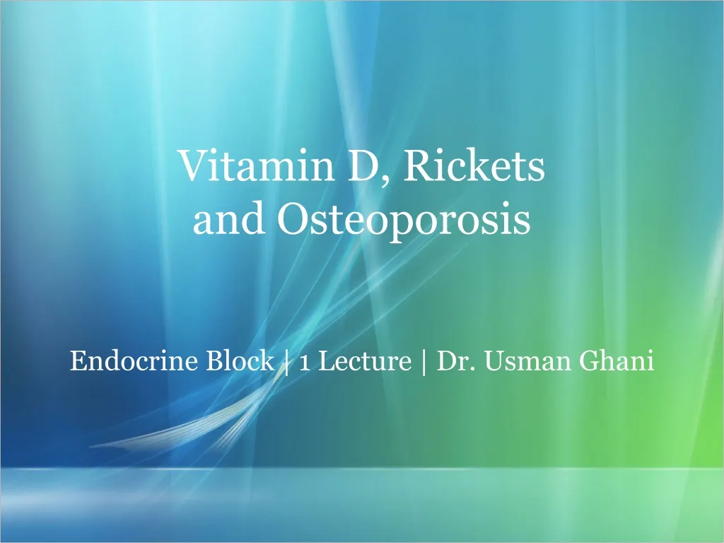 vitamin d rickets and osteoporosis