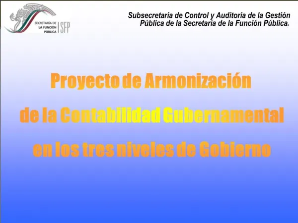 Proyecto de Armonizaci n de la Contabilidad Gubernamental en los tres niveles de Gobierno
