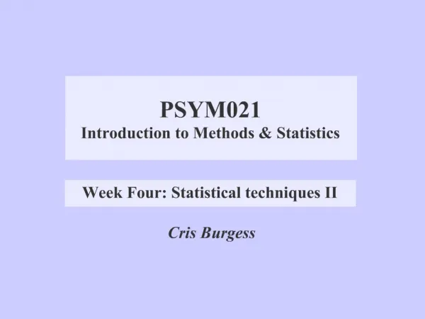 PSYM021 Introduction to Methods Statistics