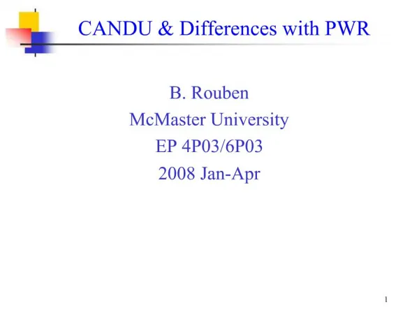CANDU Differences with PWR