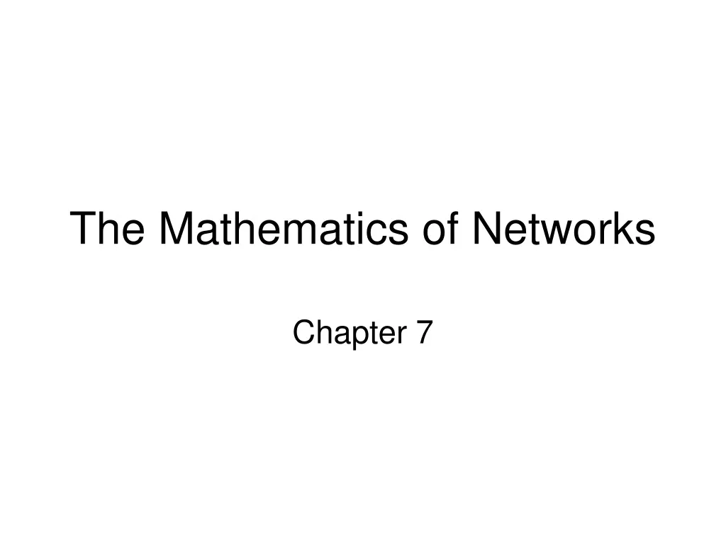 the mathematics of networks