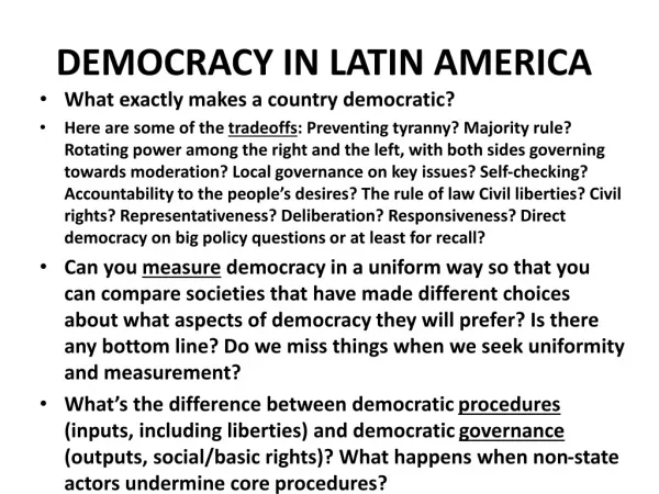 DEMOCRACY IN LATIN AMERICA