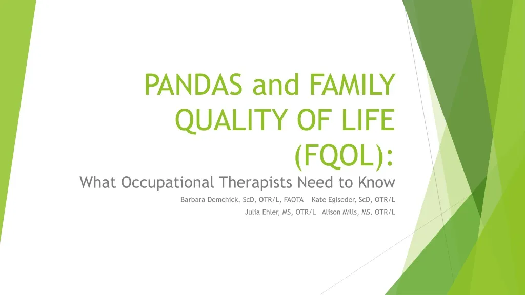 pandas and family quality of life fqol