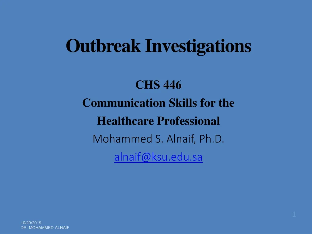 outbreak investigations