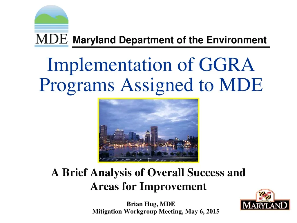 implementation of ggra programs assigned to mde