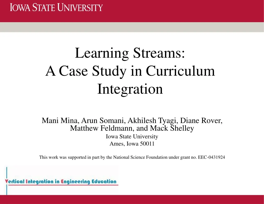 learning streams a case study in curriculum integration